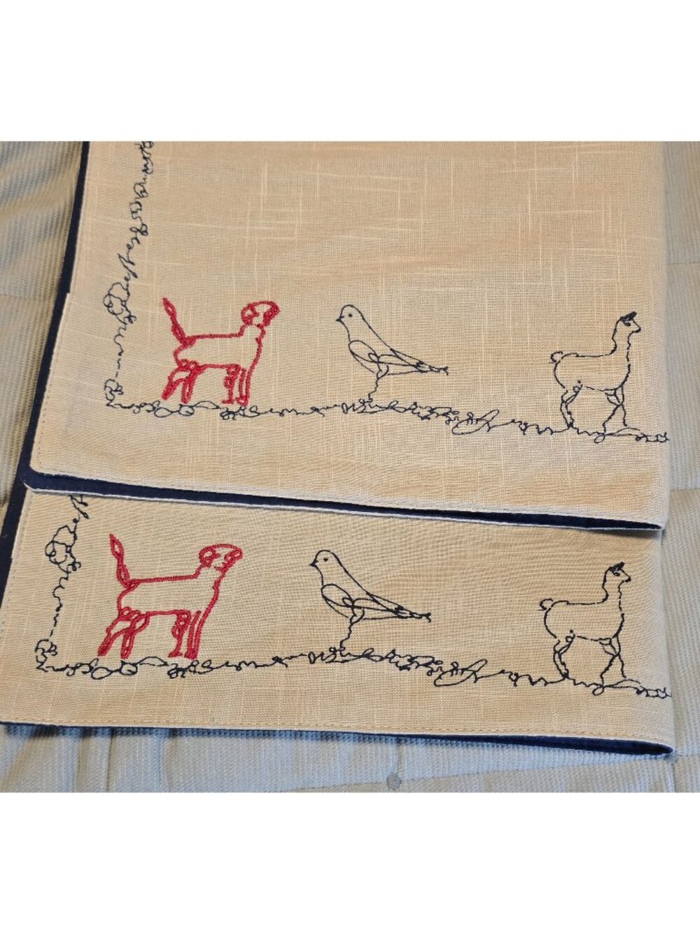 Ellen DeGeneres E&D Town & Country Set Of 2 Embroidered Cotton Placemats